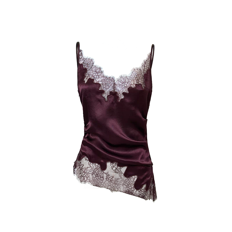 Purple Satin Lace-Up Cami