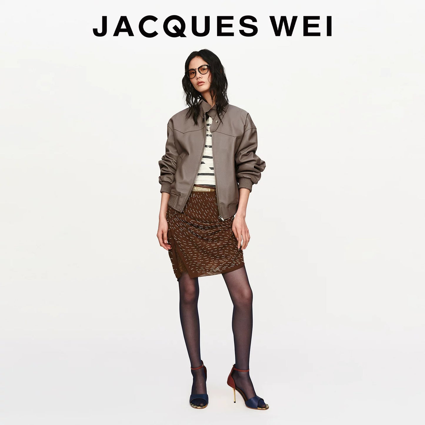 Pearl Gray Lambskin Leather Blazer Jacket