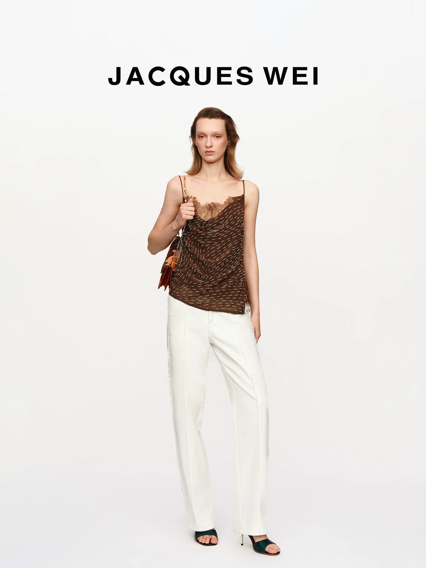 Beaded Lace Panel Silk Camisole