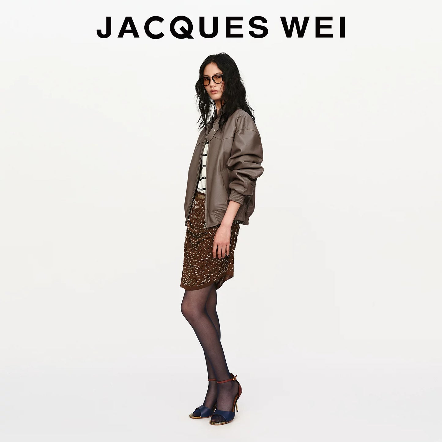 Pearl Gray Lambskin Leather Blazer Jacket
