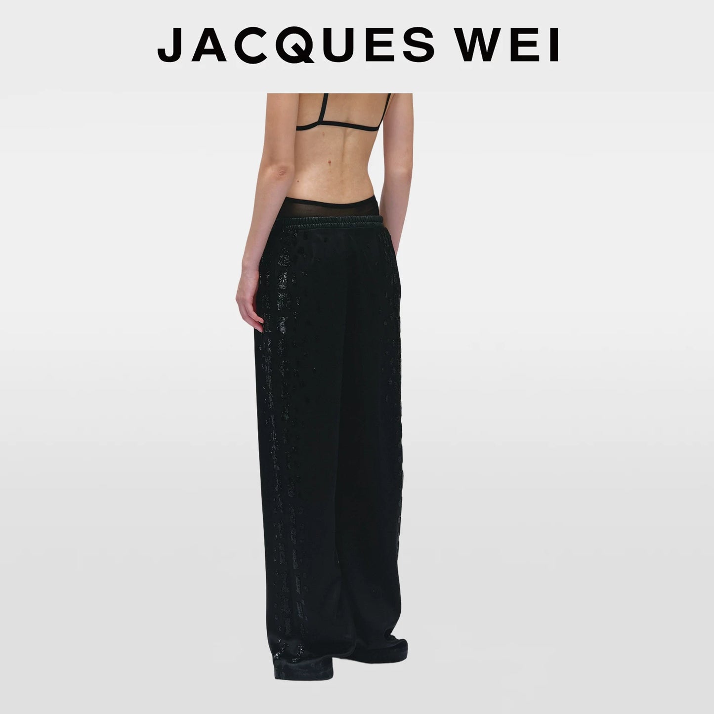 Black Snake Print Satin Wide-Leg Pants