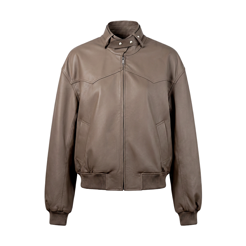 Pearl Gray Lambskin Leather Blazer Jacket
