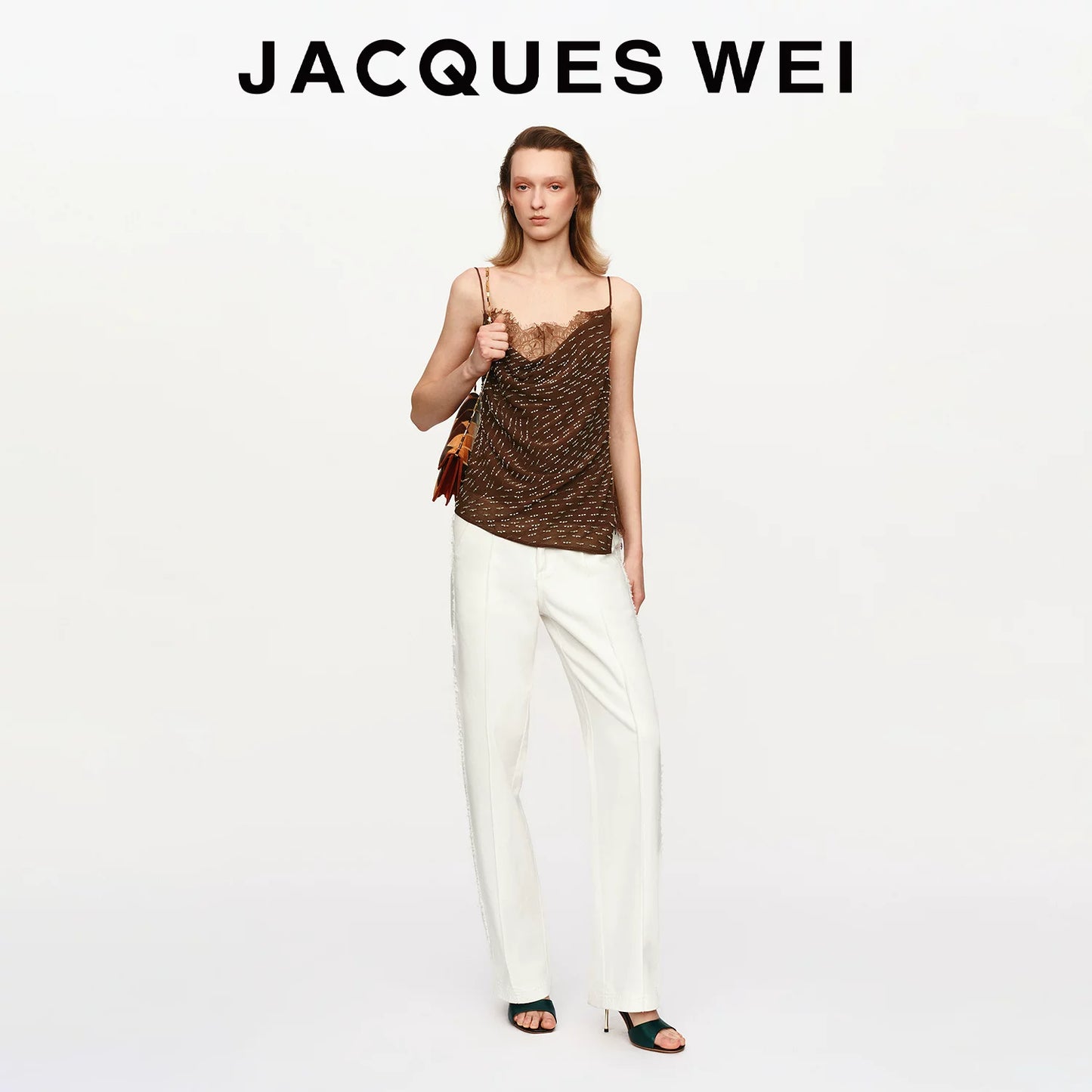 Beaded Lace Panel Silk Camisole