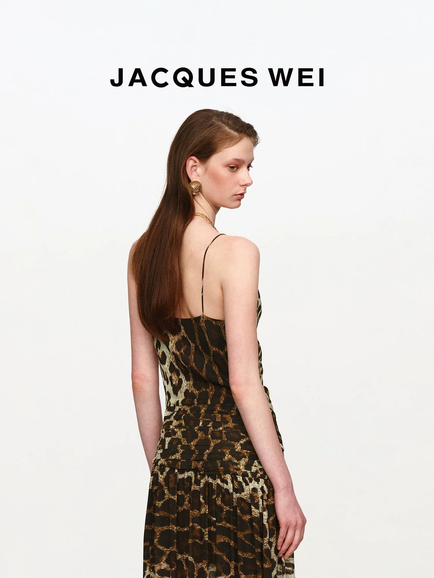 Leopard Print Ruched-Waist Sheer Suspender Dress