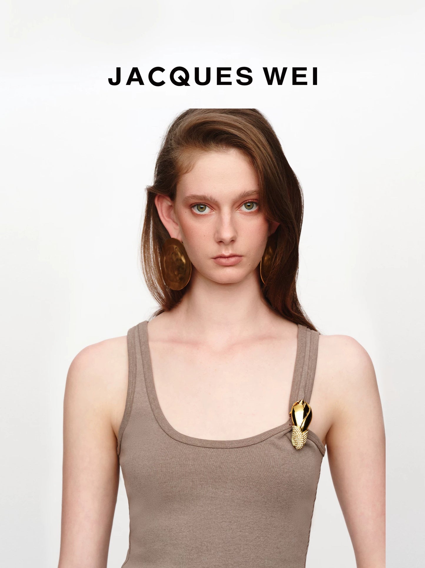 Sand Metal Flower Detail Backless Top