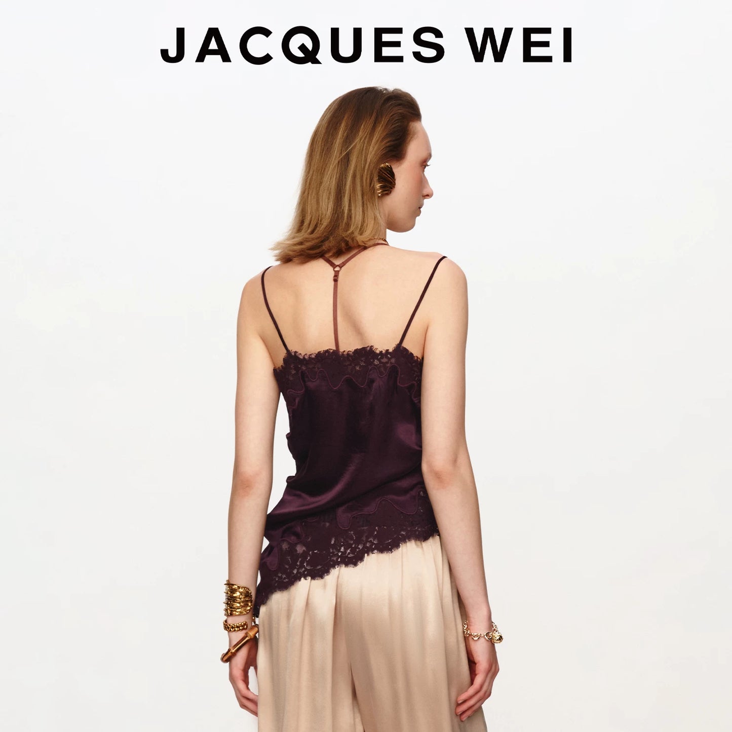 Purple Satin Lace-Up Cami