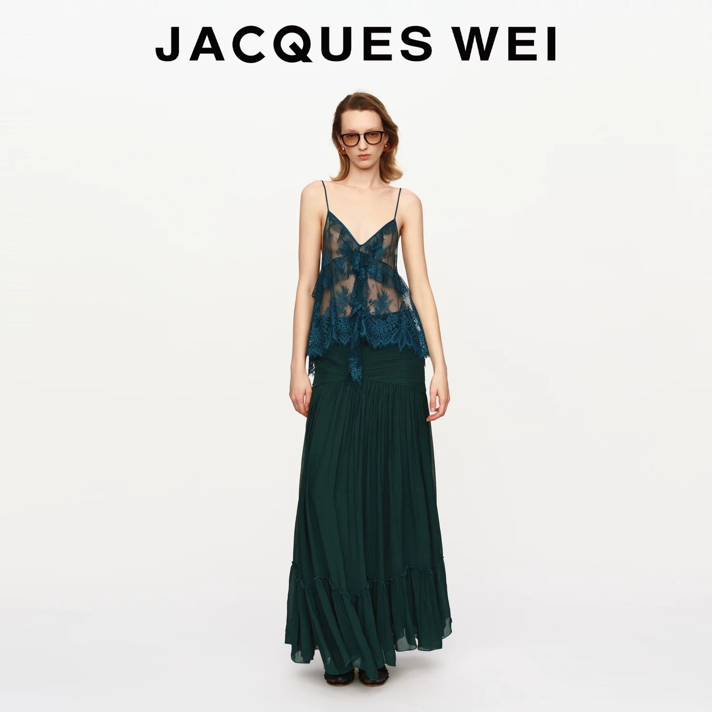Pressed Pleat A-Line Midi Skirt