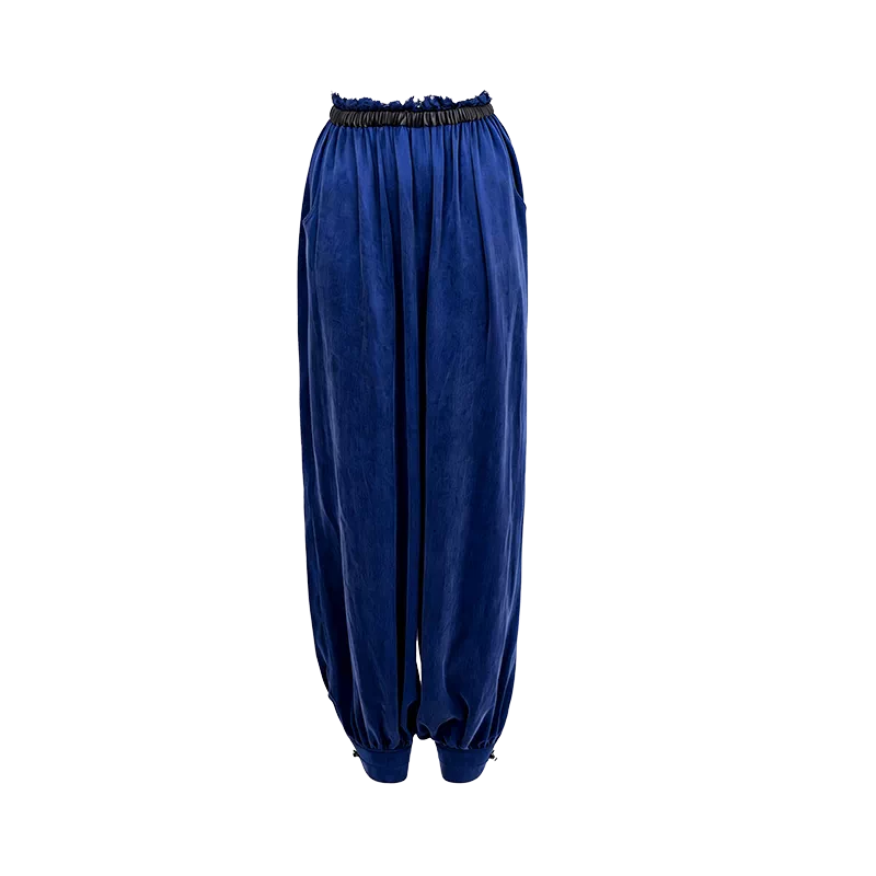 Sapphire Blue Pleated Lantern Pants