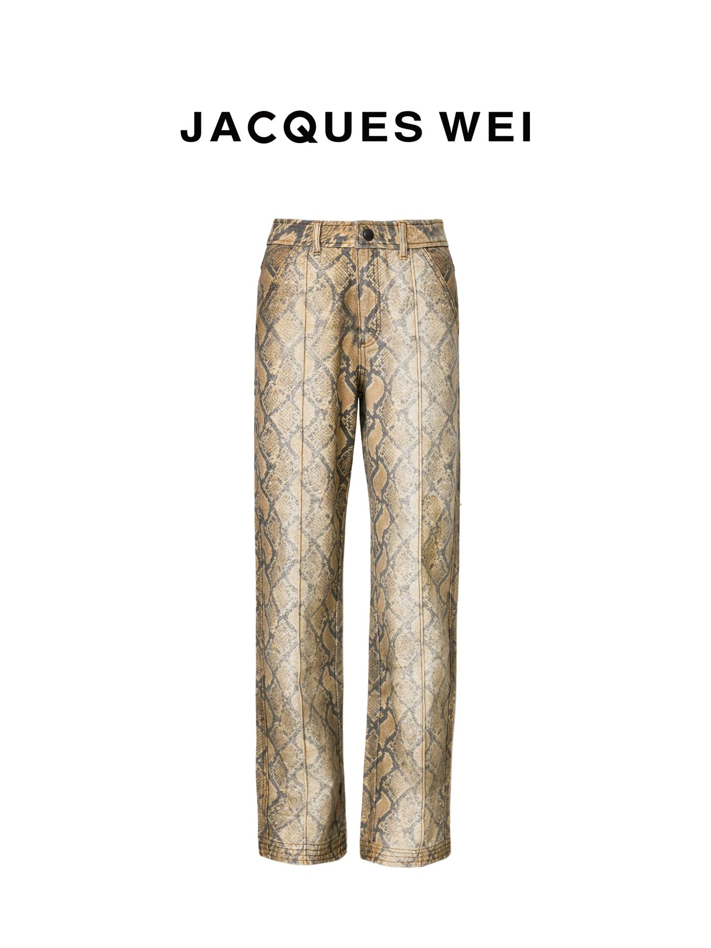 Vintage Snake Print Straight-Leg Trousers