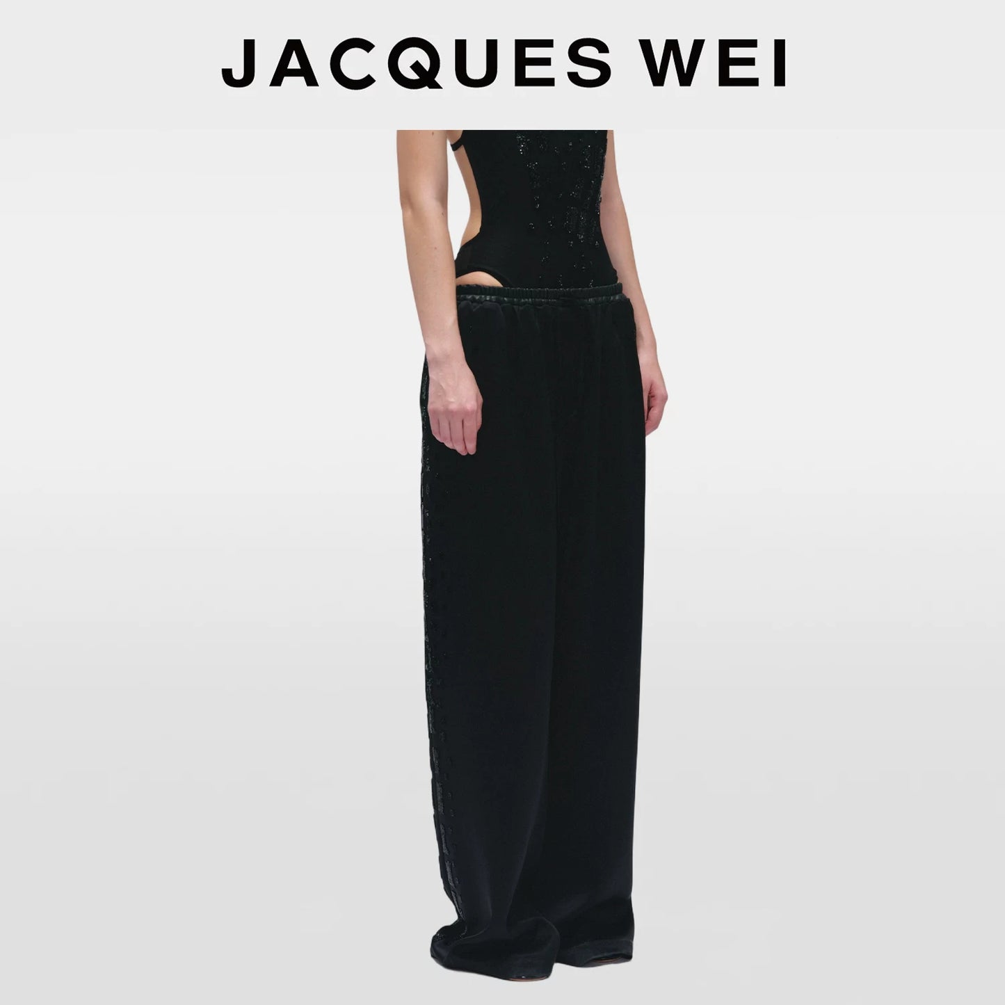 Black Snake Print Satin Wide-Leg Pants