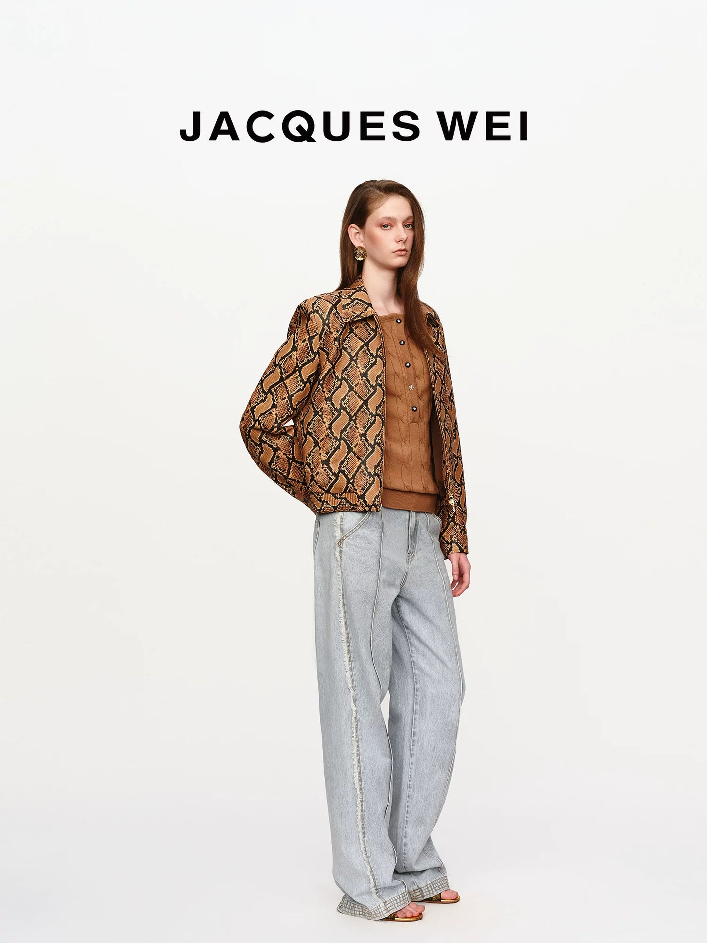 Snake Print Lambskin Cropped Jacket