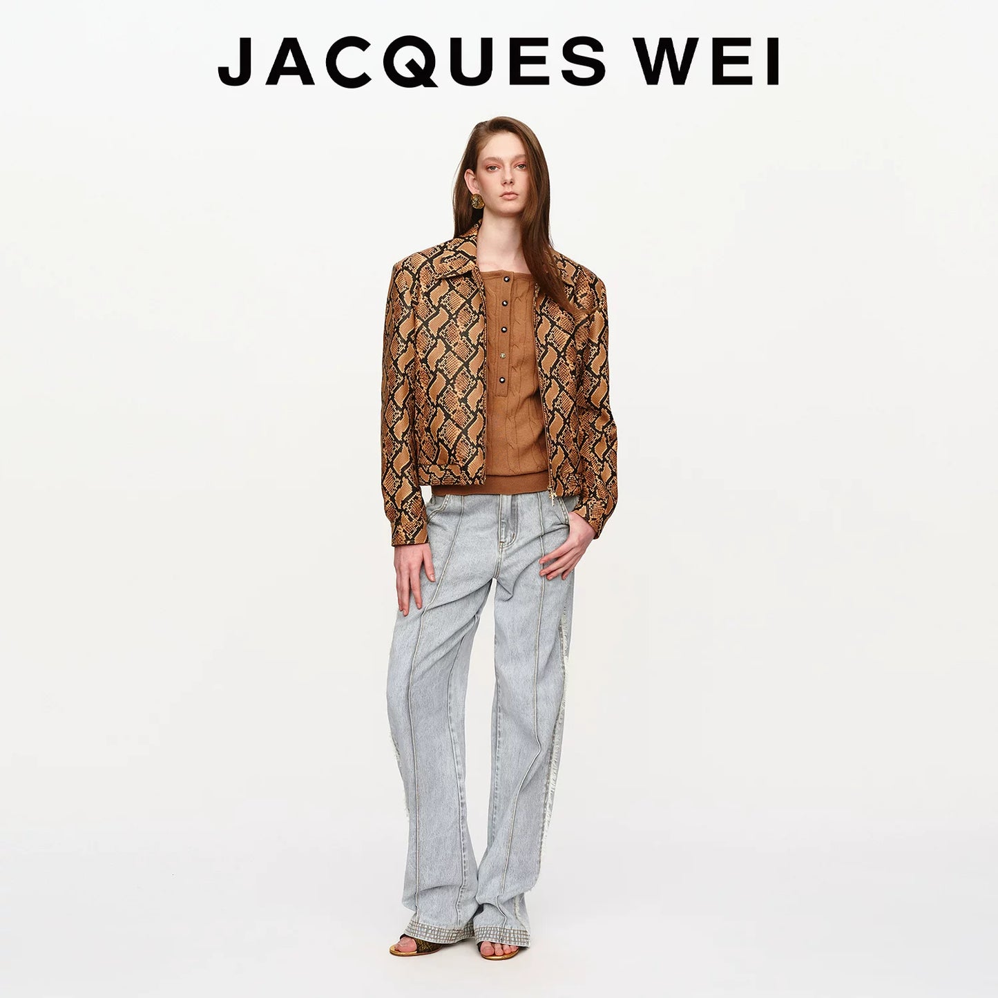 Snake Print Lambskin Cropped Jacket