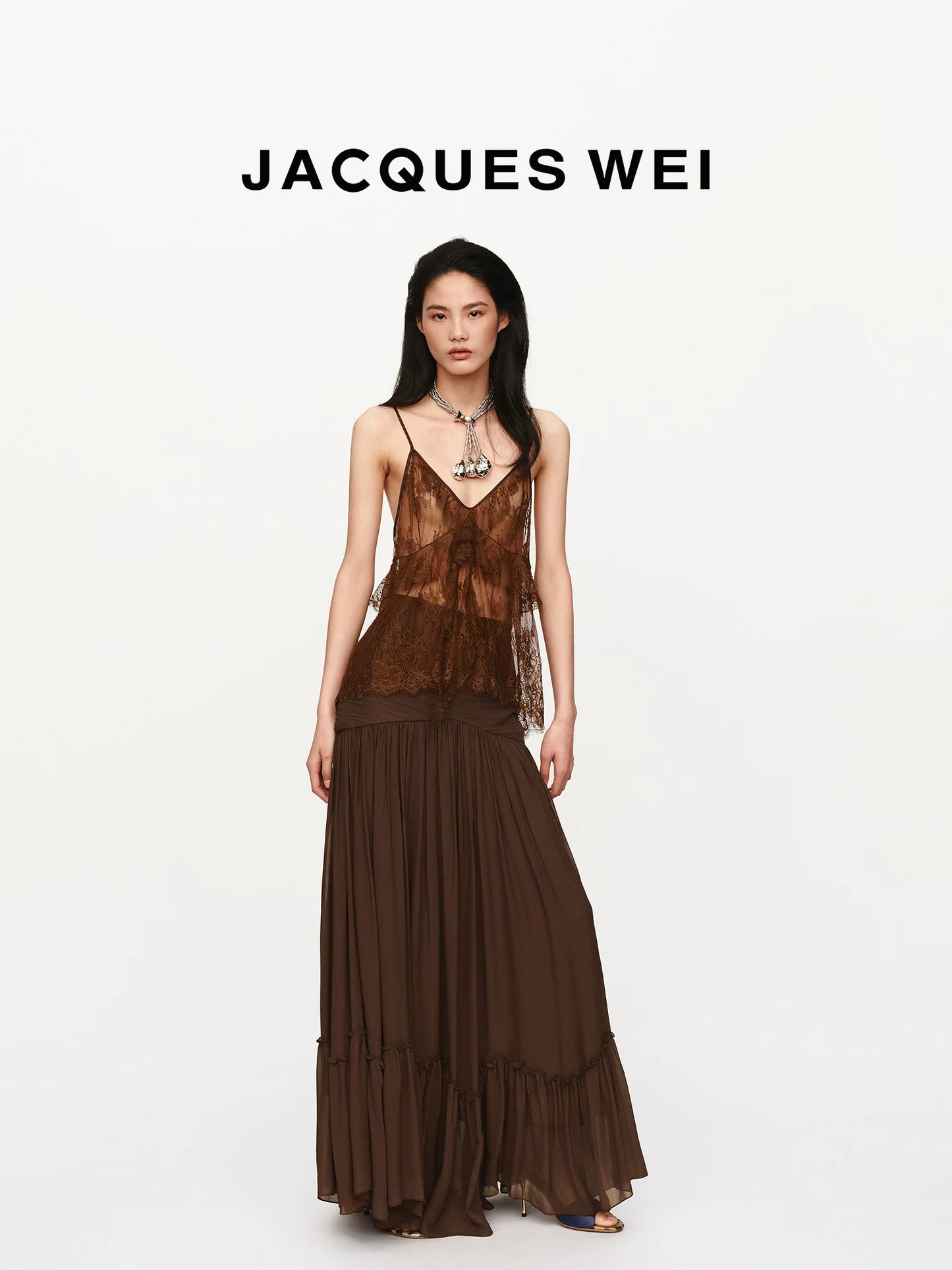 V-Neck Lace Trim Silk Camisole