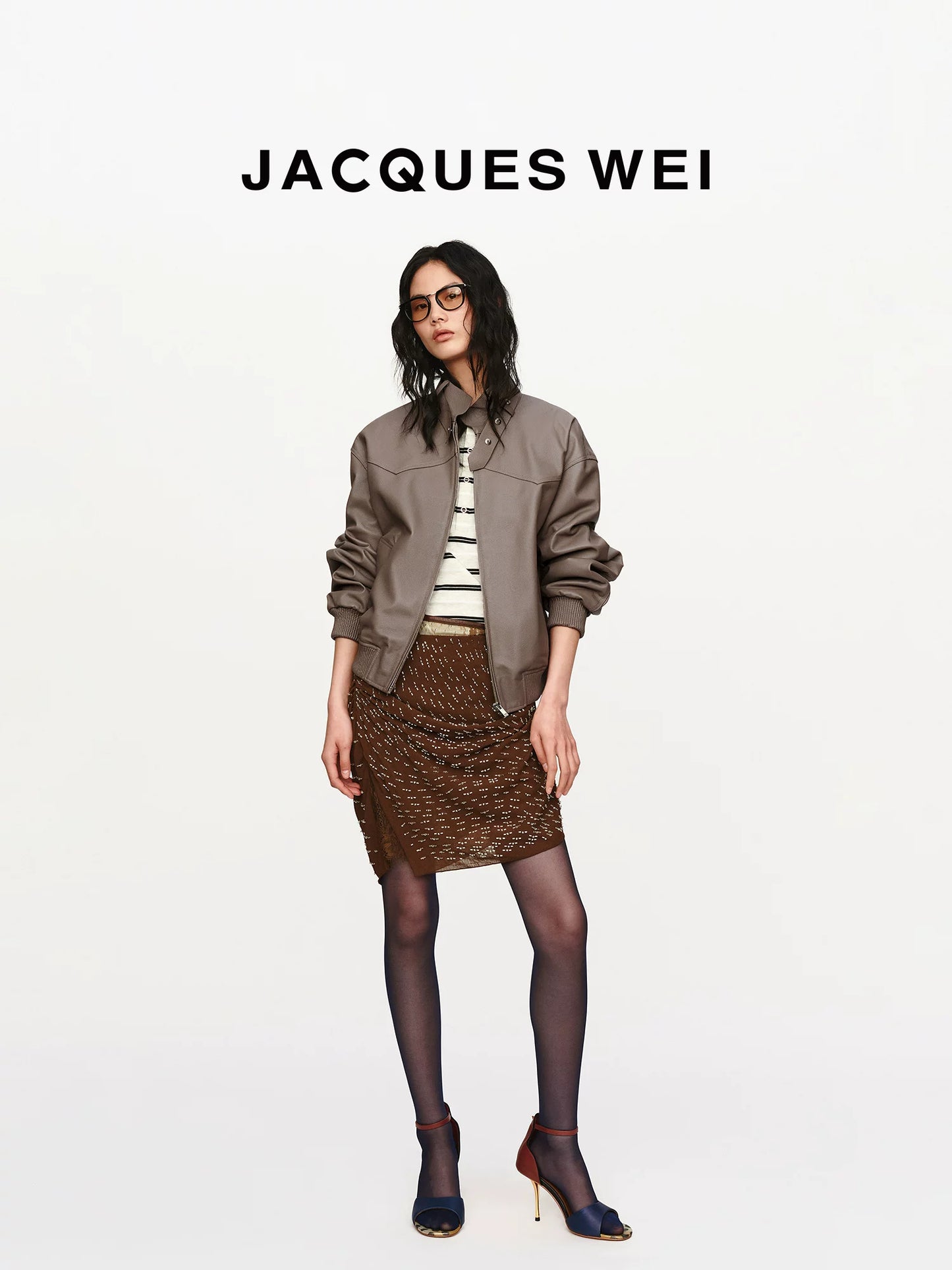 Pearl Gray Lambskin Leather Blazer Jacket