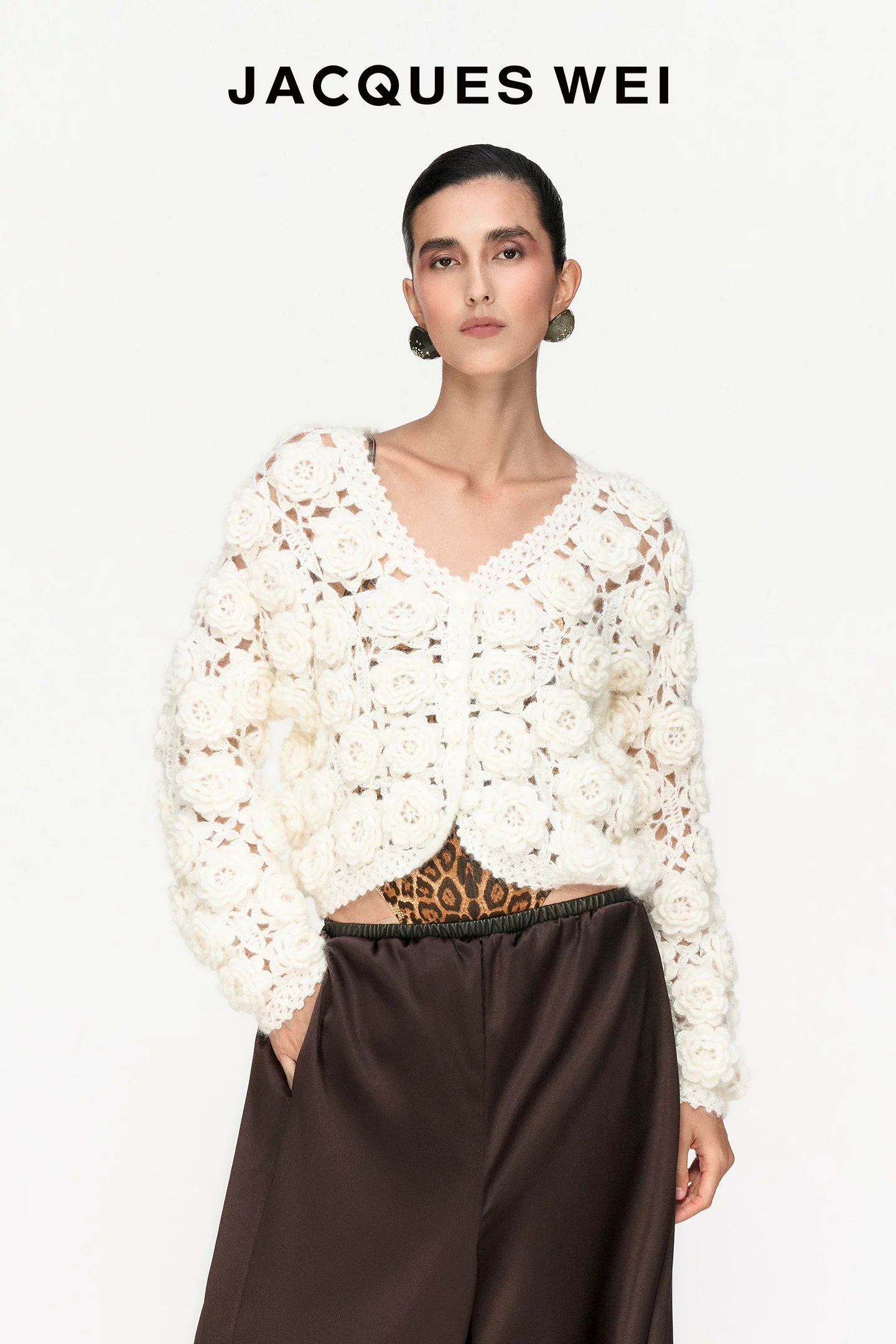 Rose Floral Crochet Mohair Cardigan