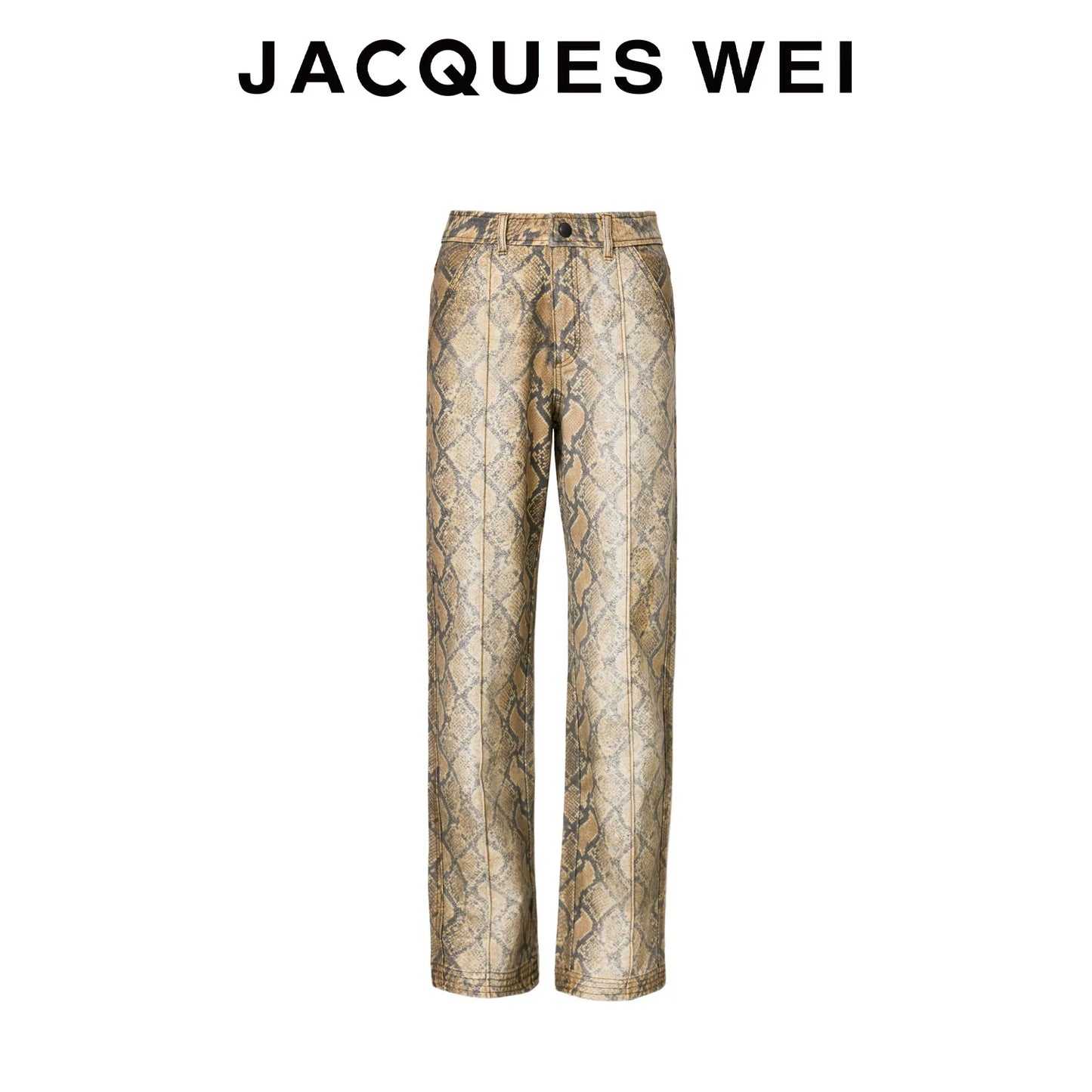Vintage Snake Print Straight-Leg Trousers