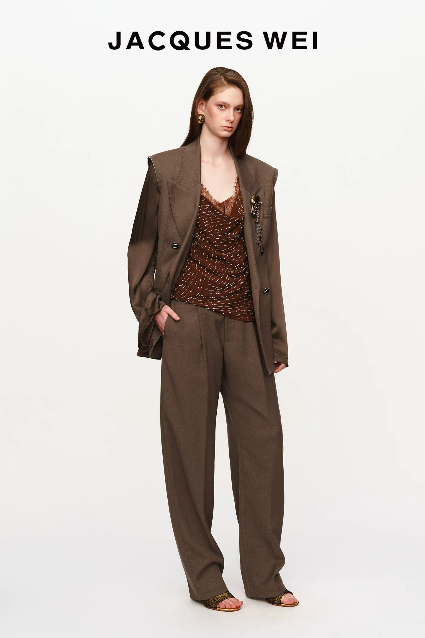 Dark Camel Tailored Trousers