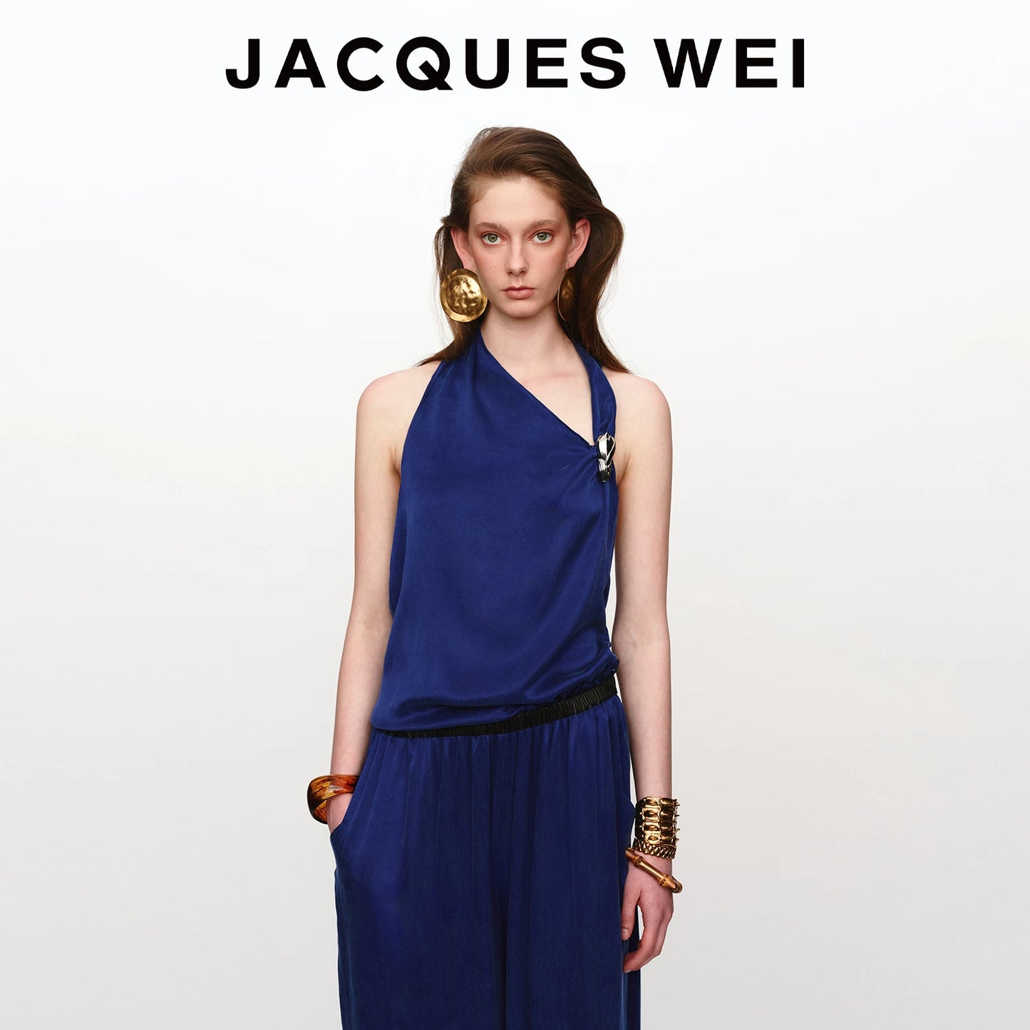 Sapphire Blue Draped Buckle Cami