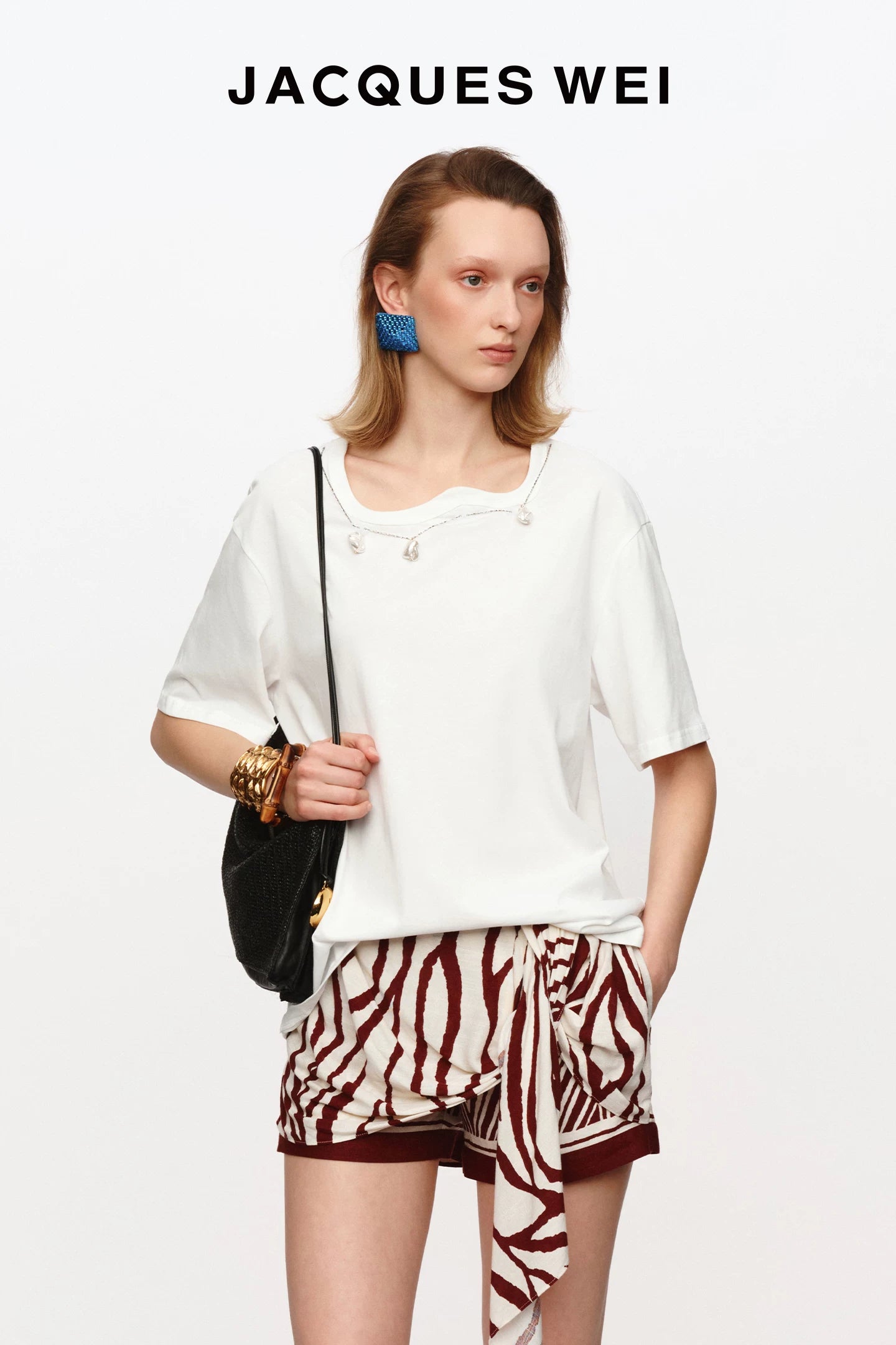 White Pearl Embellished Cotton Tee