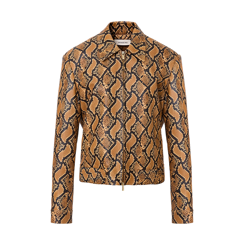 Snake Print Lambskin Cropped Jacket