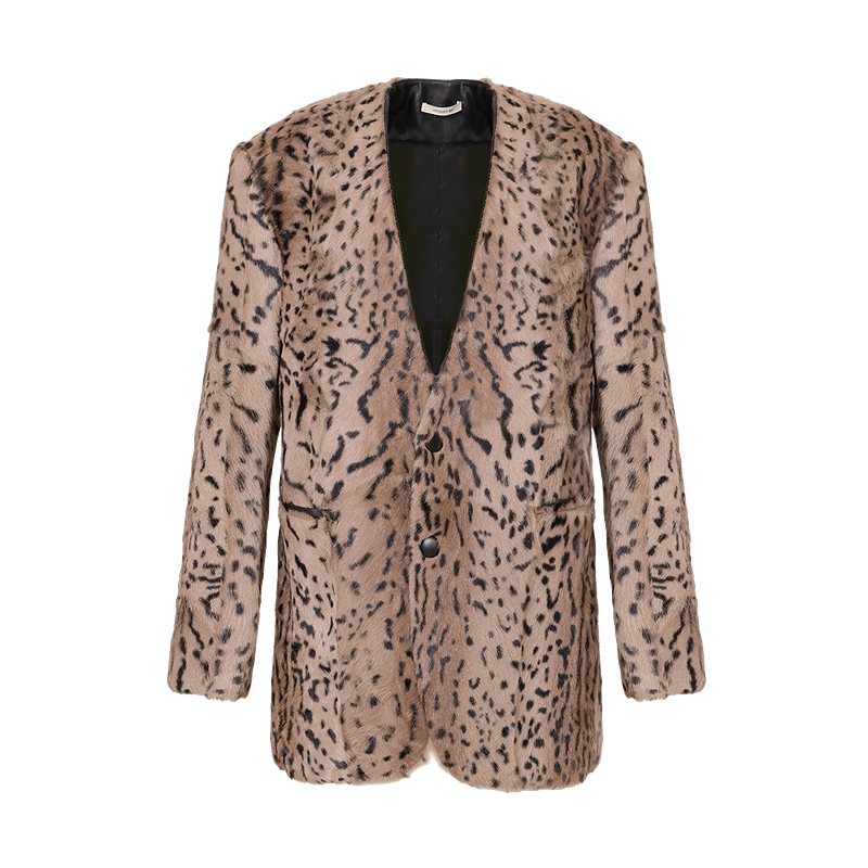 Ocelot Print Shearling Jacket