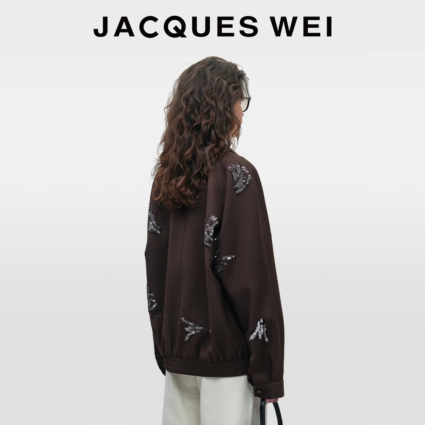 Dark Brown Floral-Embroidered Jacket