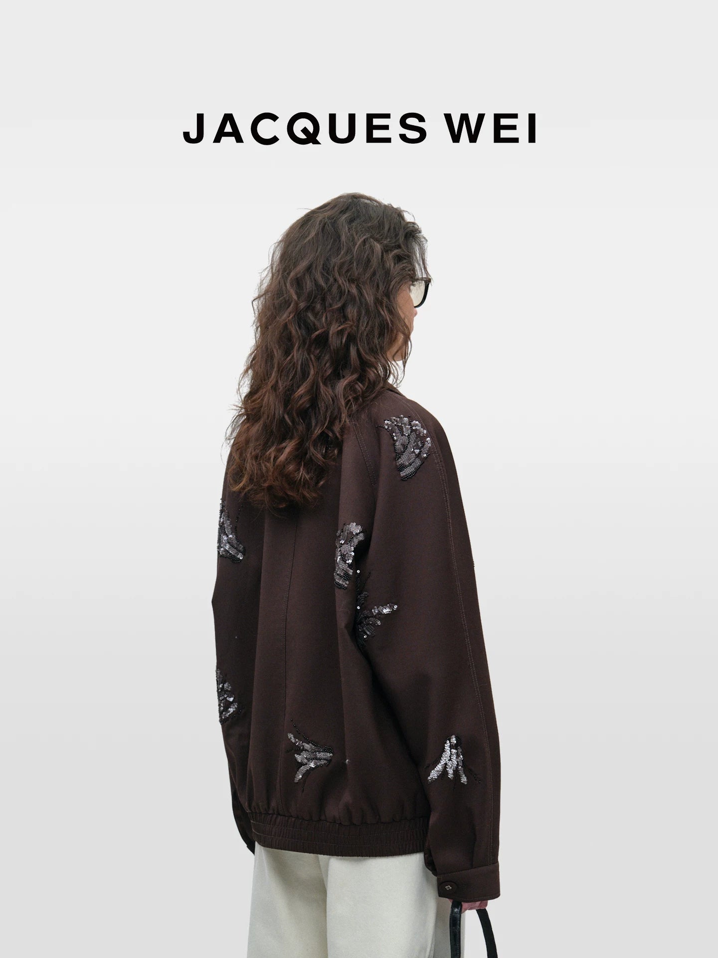 Dark Brown Floral-Embroidered Jacket