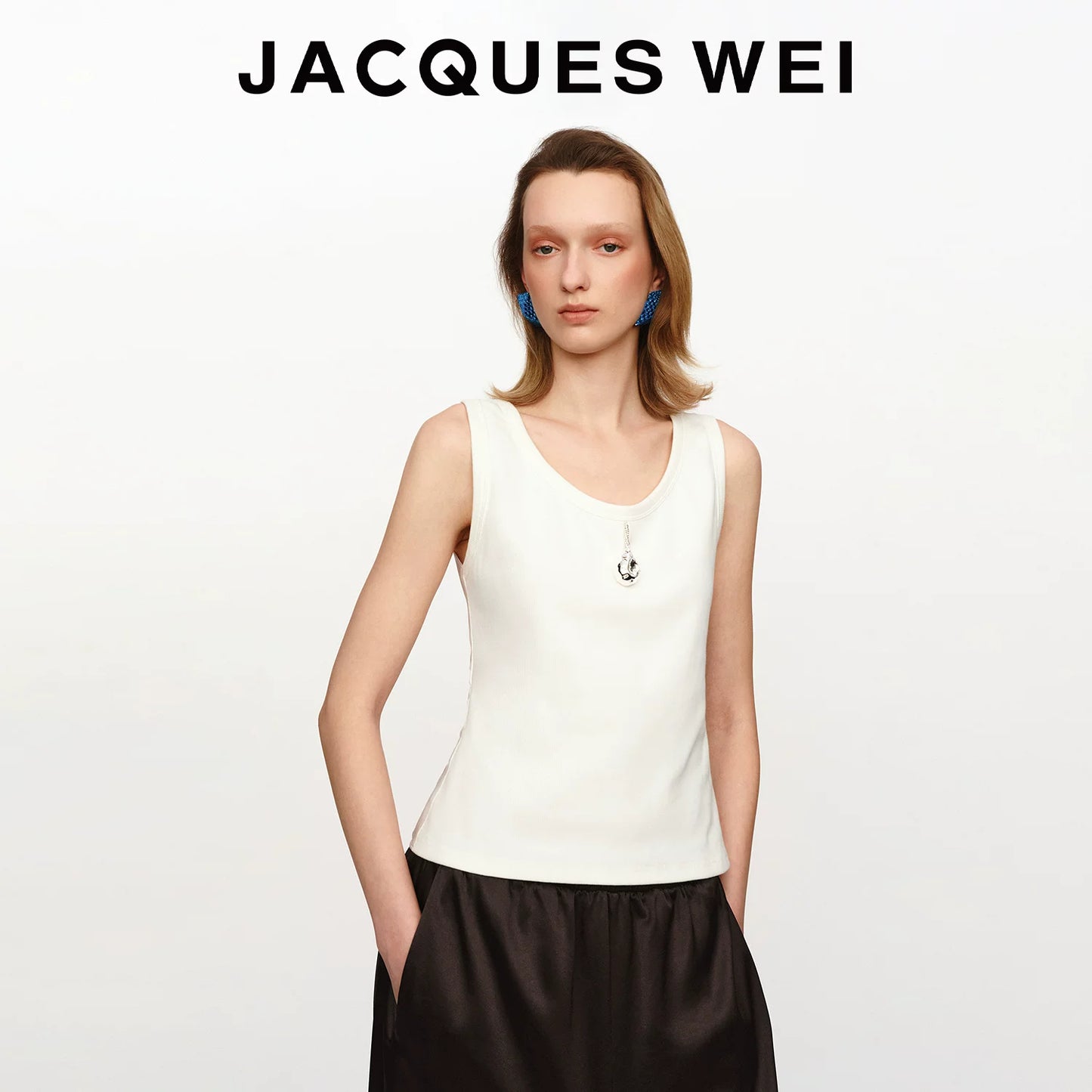 Water Drop Pendant Knit-Panel Camisole