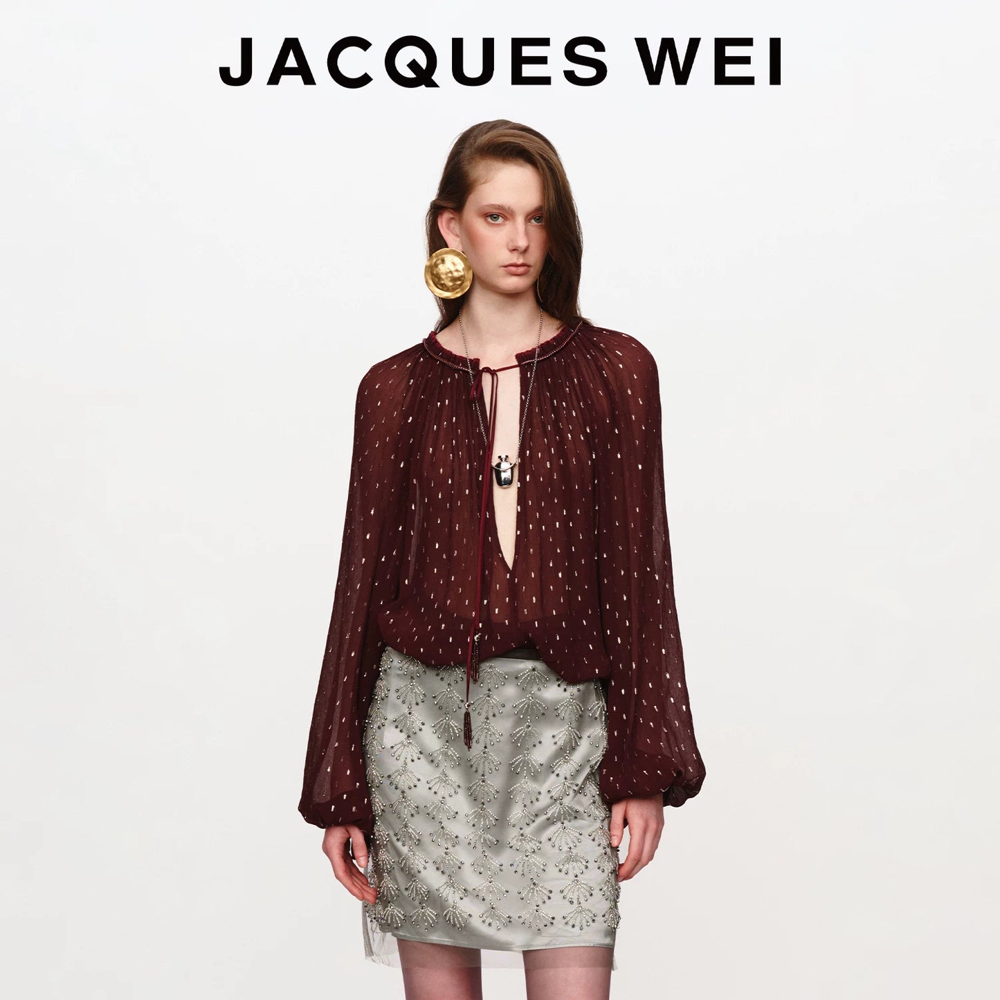 Lurex Sheer V-Neck Shirt