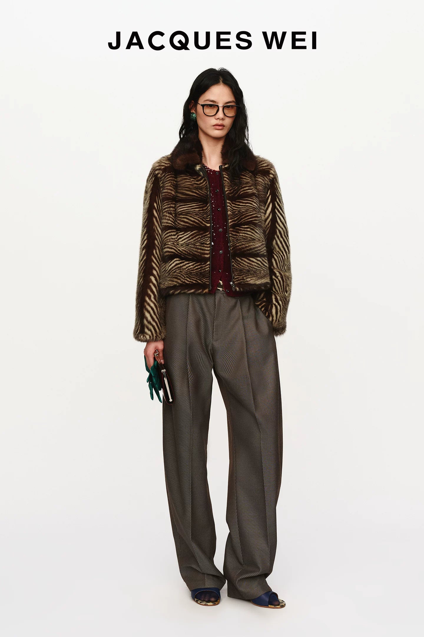 Pewter Grey Wool Blend Pinstripe Trousers