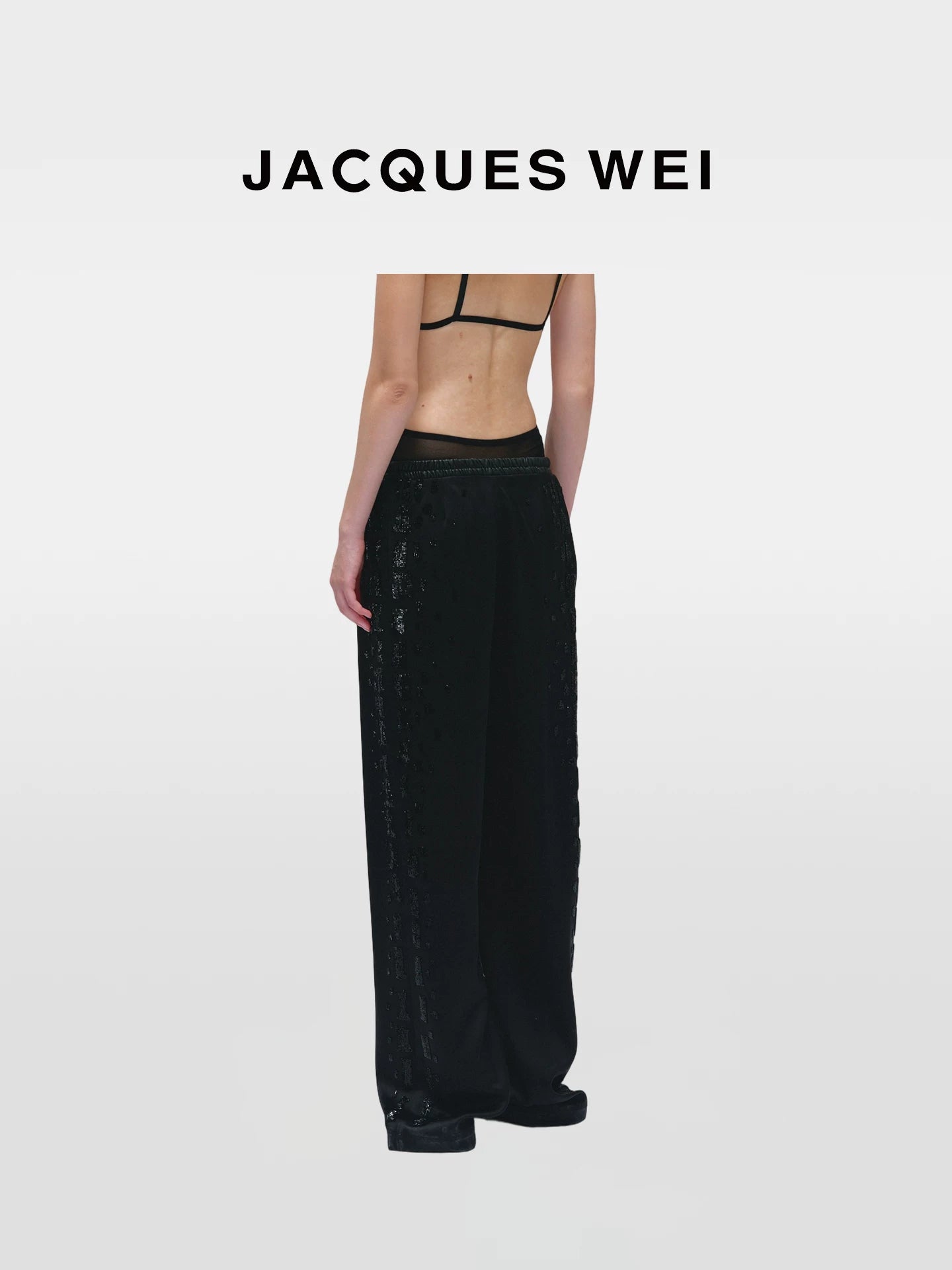 Black Snake Print Satin Wide-Leg Pants