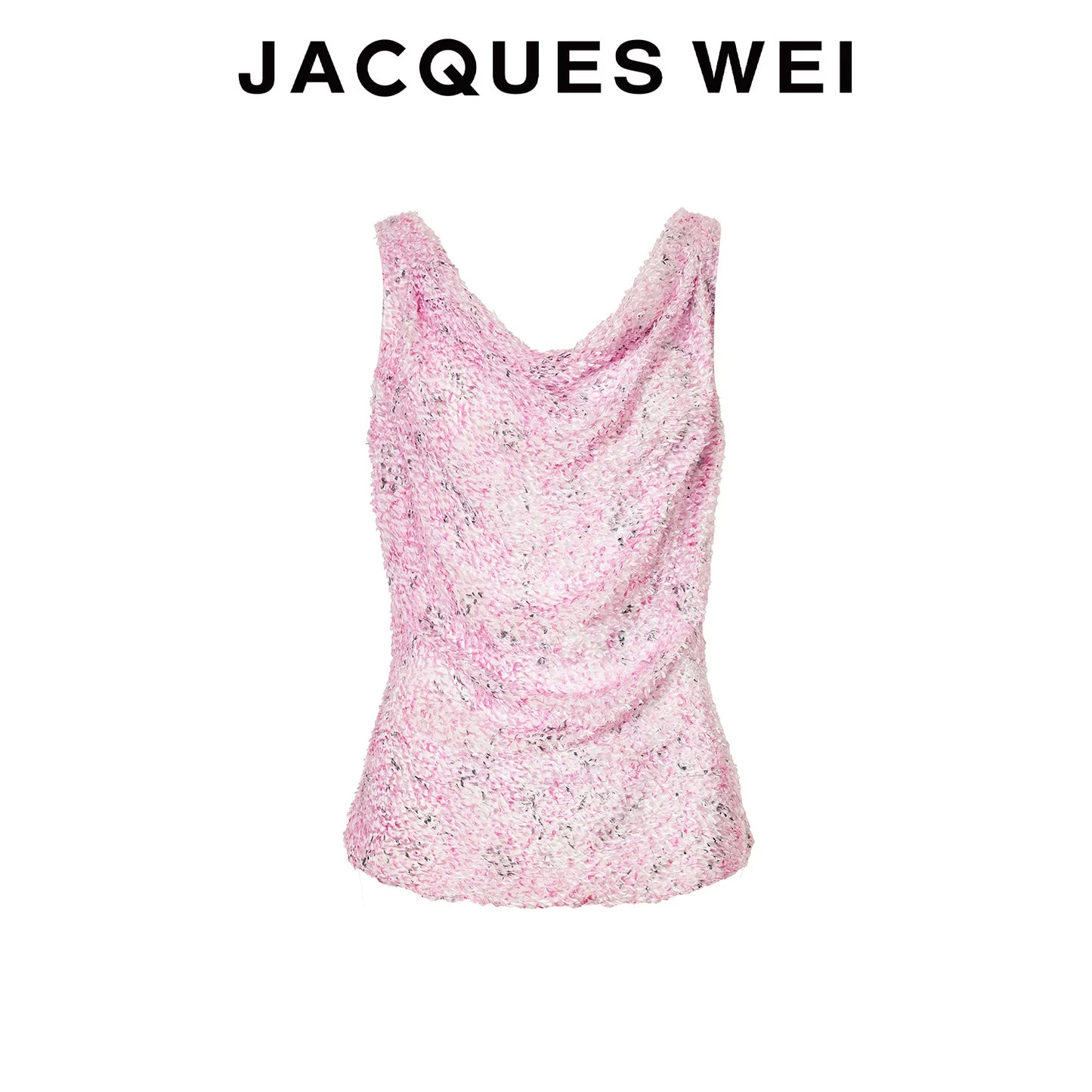 Pink Frayed Silk-Blend Scoop-Neck Tank Top