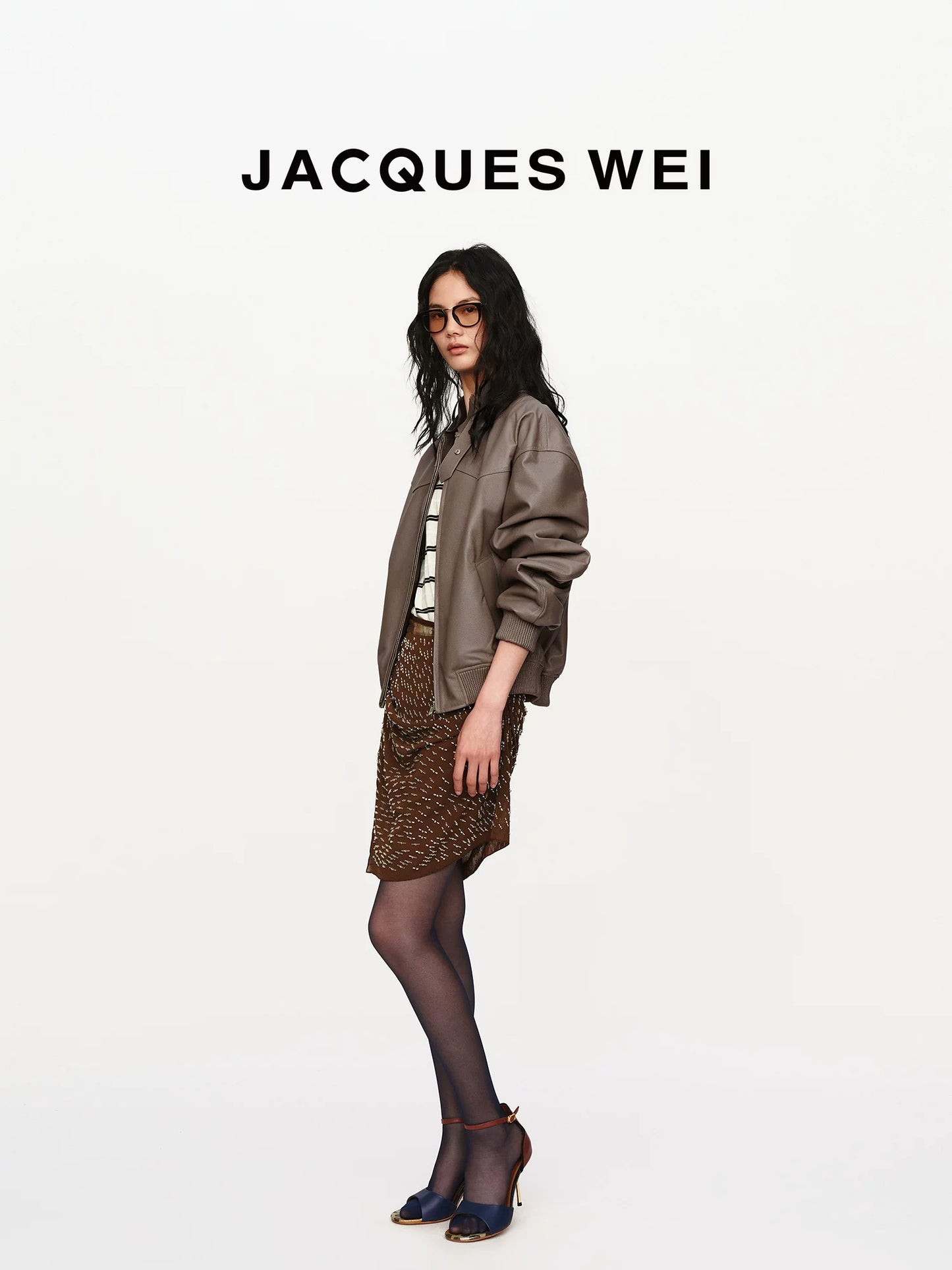Pearl Gray Lambskin Leather Blazer Jacket