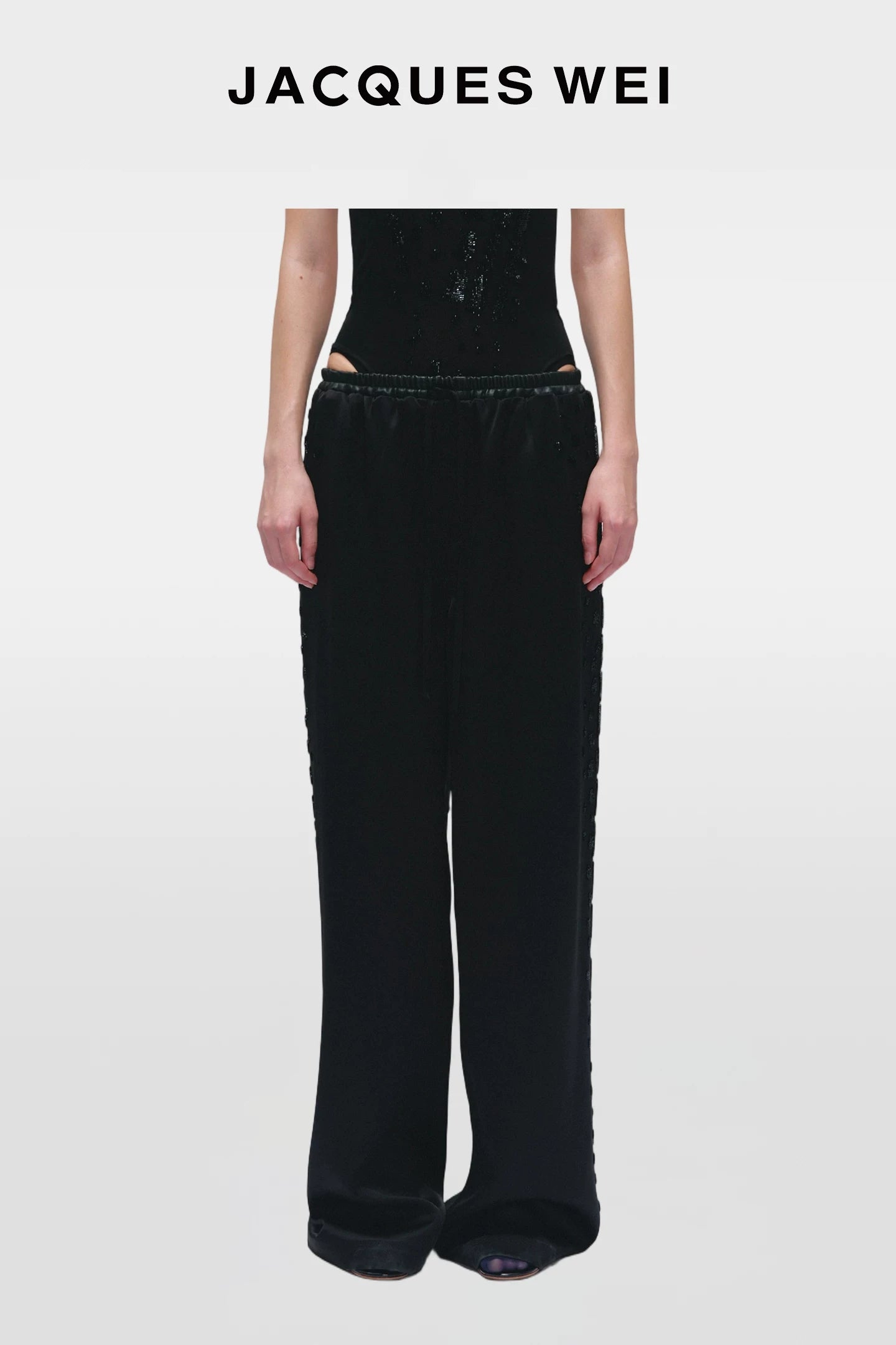 Black Snake Print Satin Wide-Leg Pants