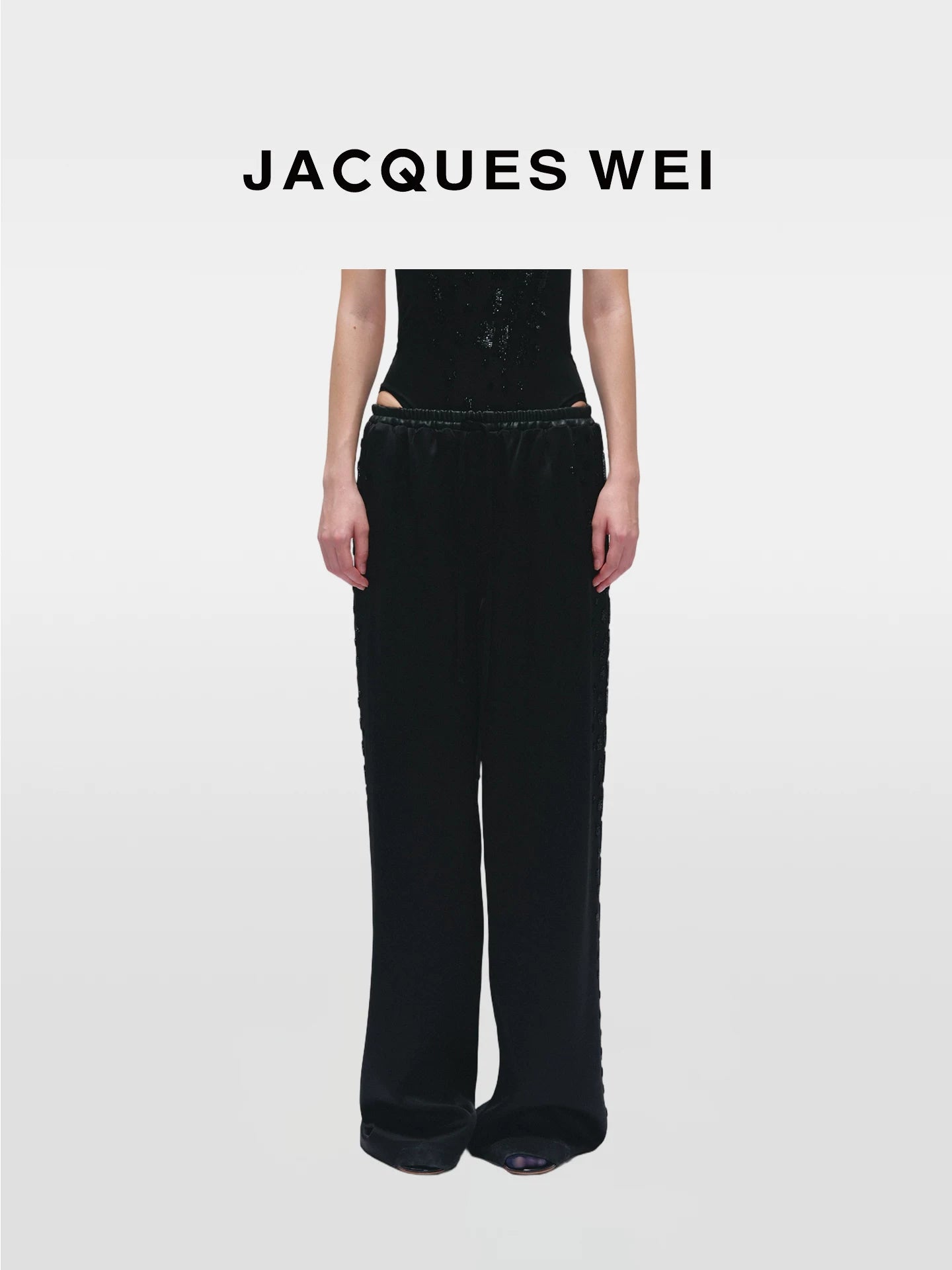 Black Snake Print Satin Wide-Leg Pants