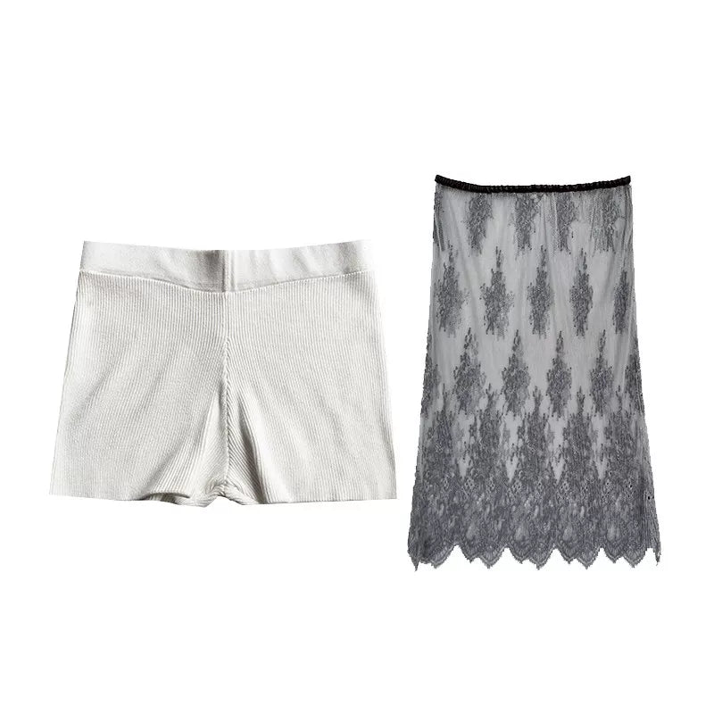 Grey Draped Pleated Midi Skirt