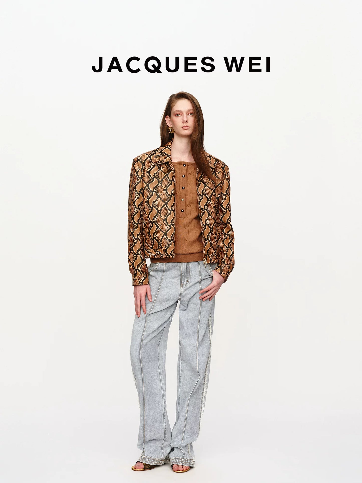 Snake Print Lambskin Cropped Jacket