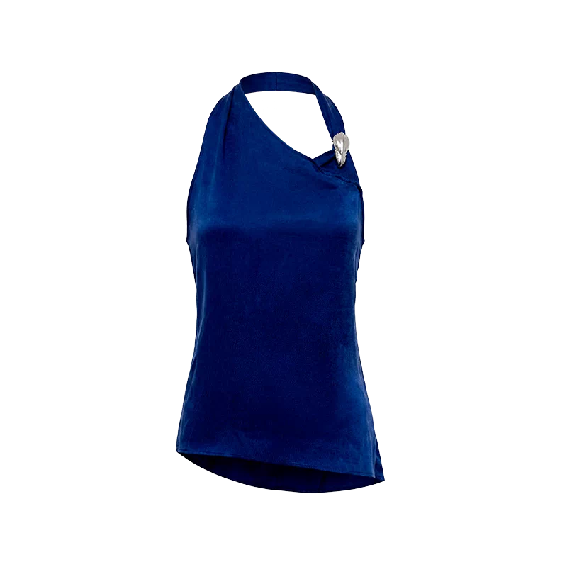 Sapphire Blue Draped Buckle Cami