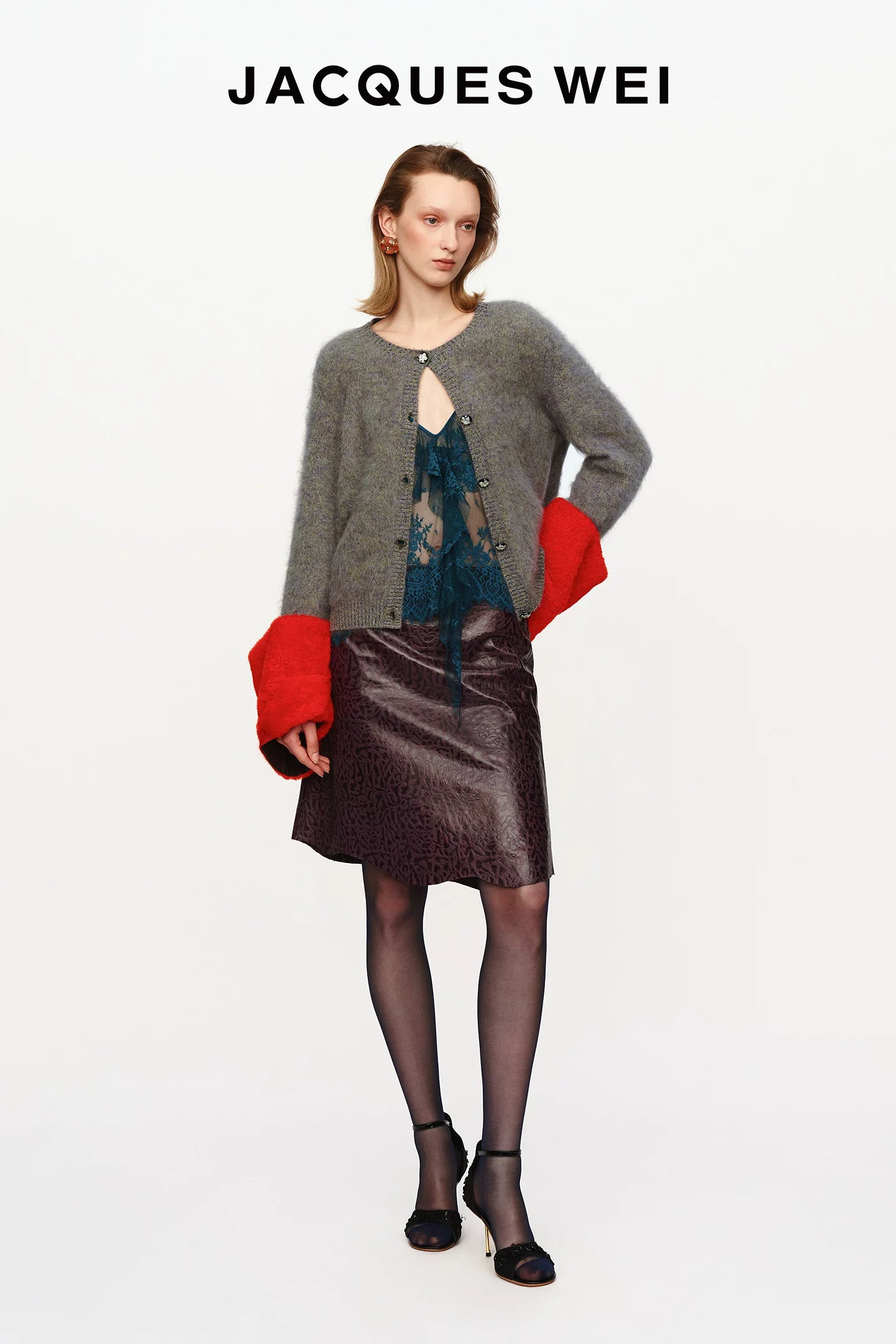 Deep Purple Lambskin Leather Skirt