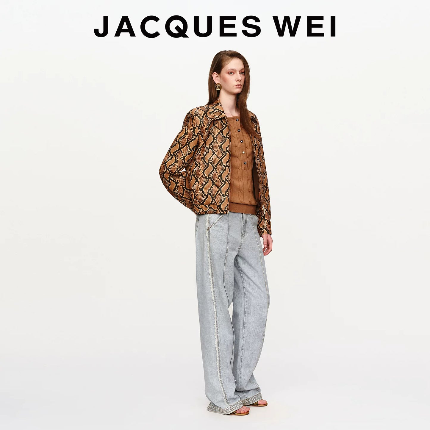 Snake Print Lambskin Cropped Jacket