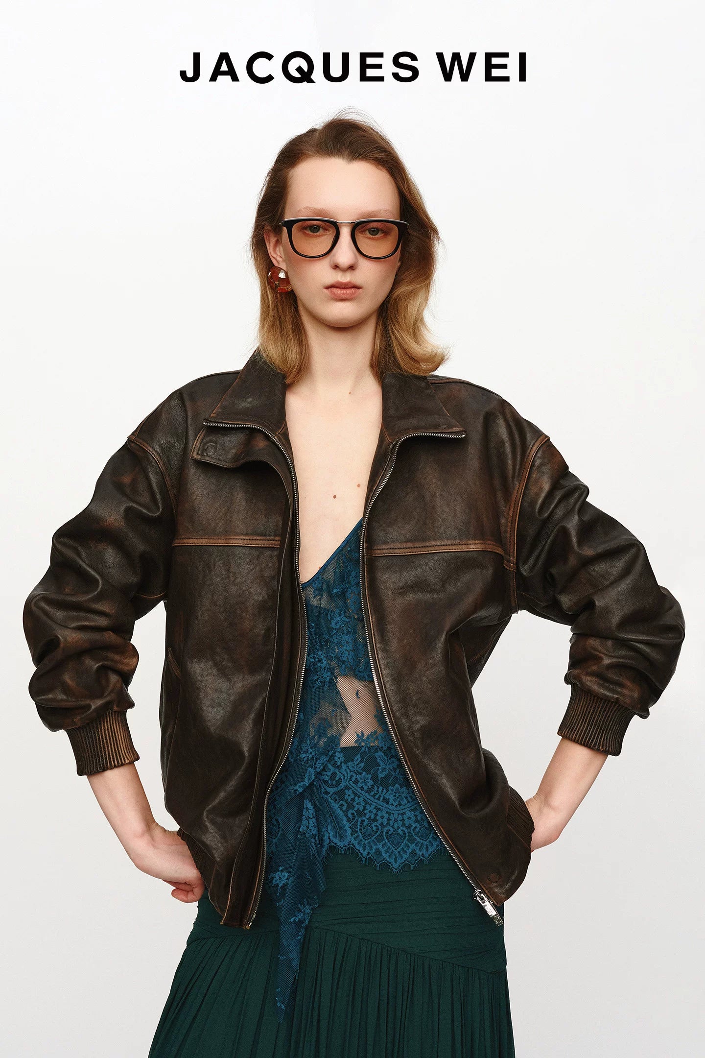 Dark Brown Vintage Distressed Leather Jacket