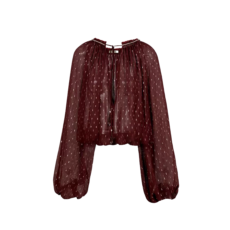Lurex Sheer V-Neck Shirt