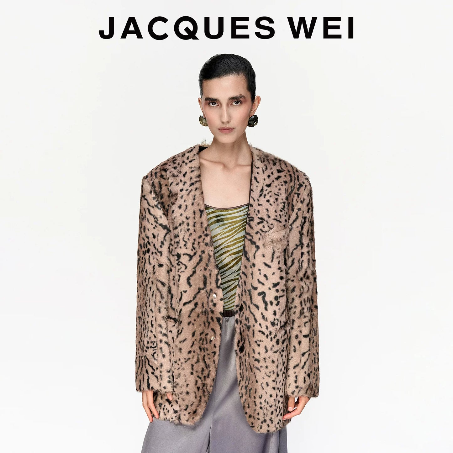 Ocelot Print Shearling Jacket
