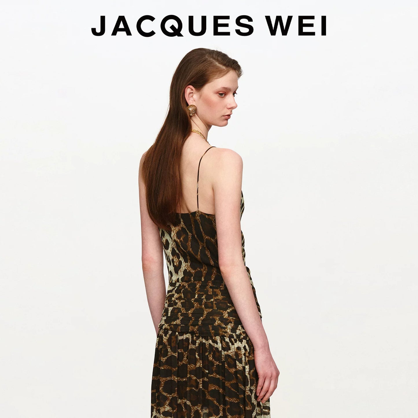 Leopard Print Ruched-Waist Sheer Suspender Dress