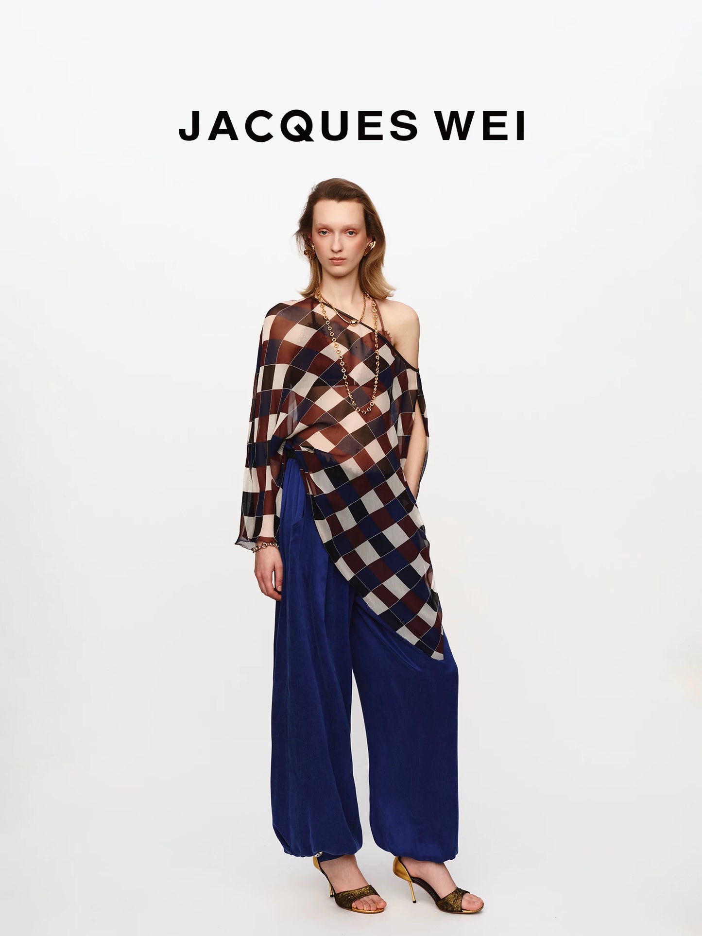Sapphire Blue Pleated Lantern Pants