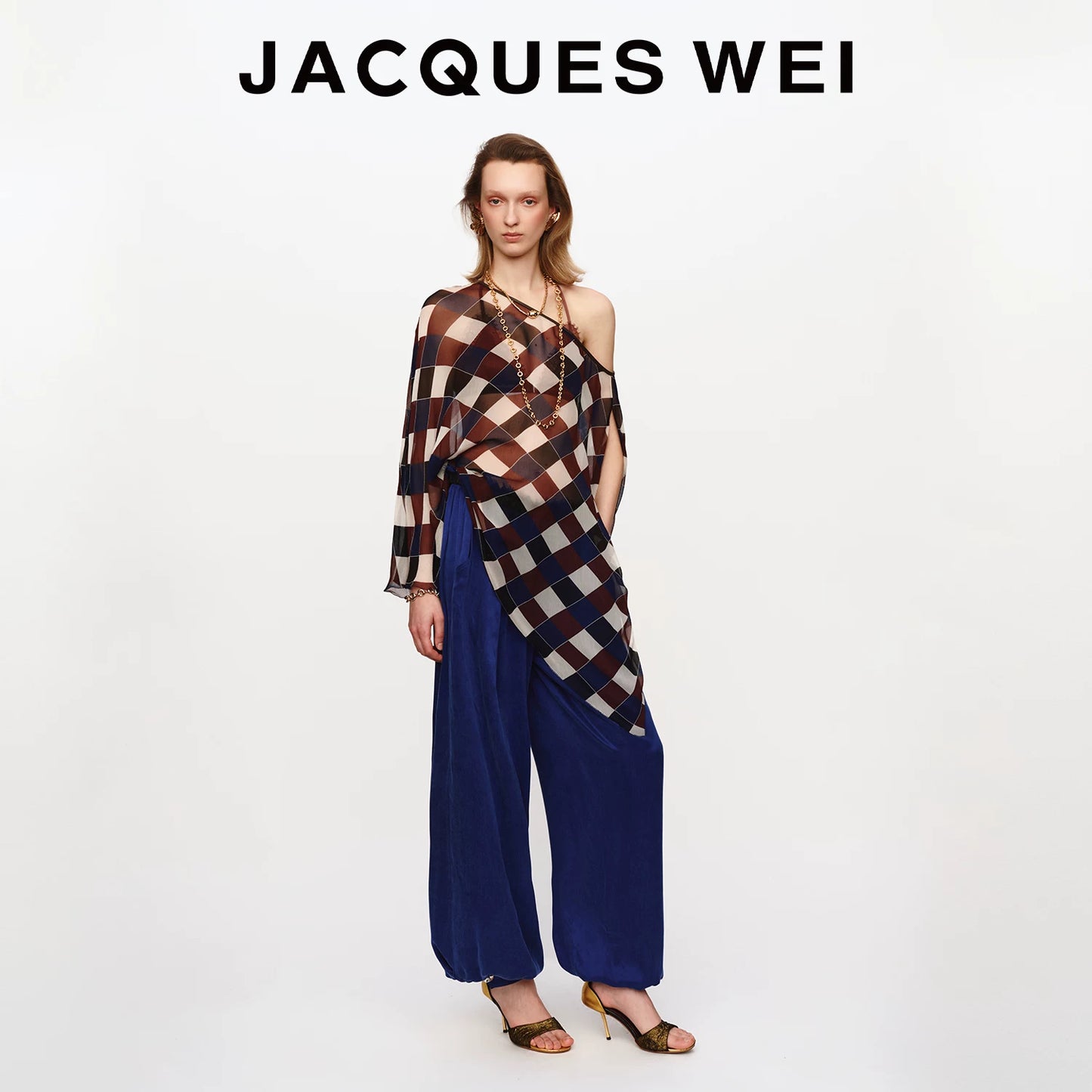 Sapphire Blue Pleated Lantern Pants