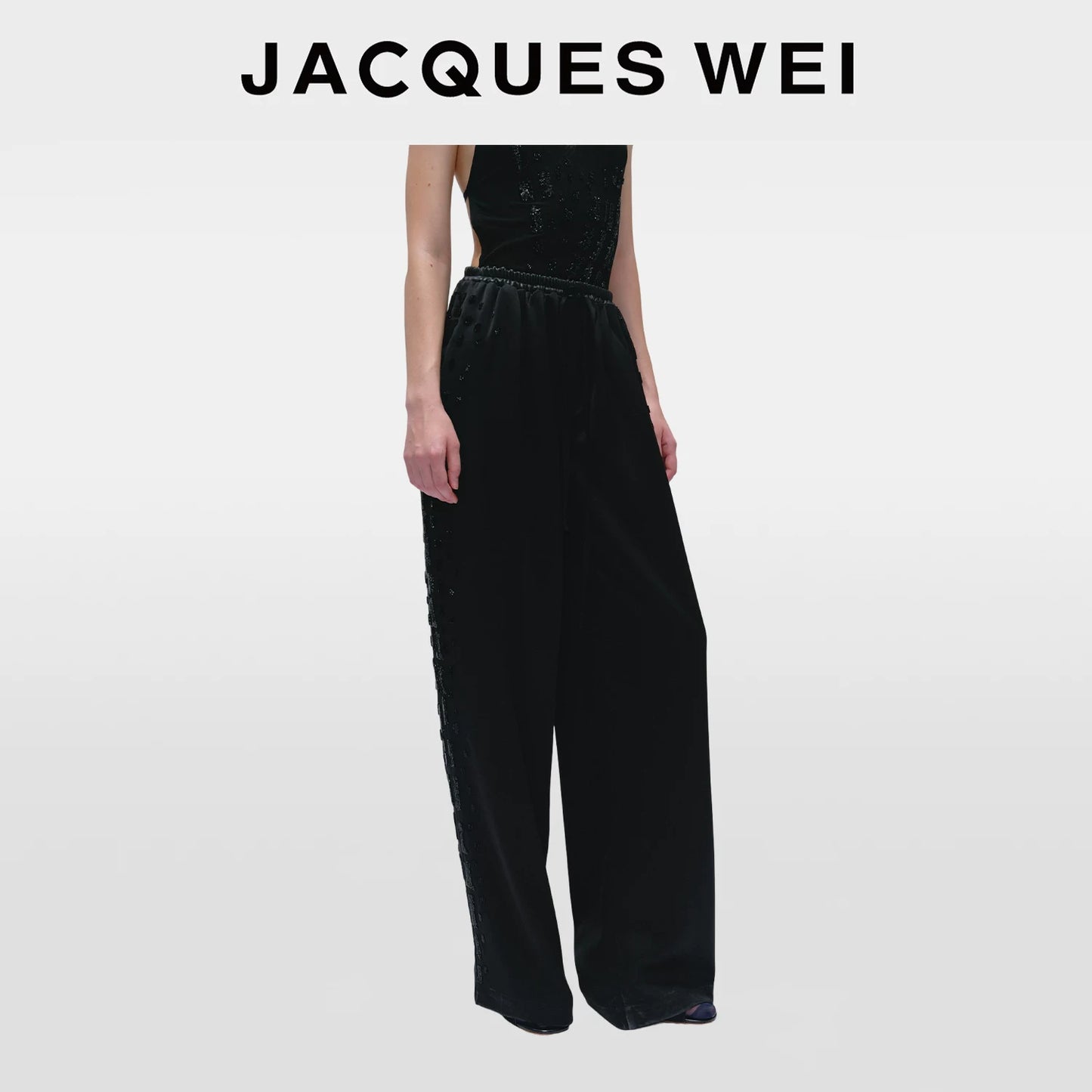 Black Snake Print Satin Wide-Leg Pants