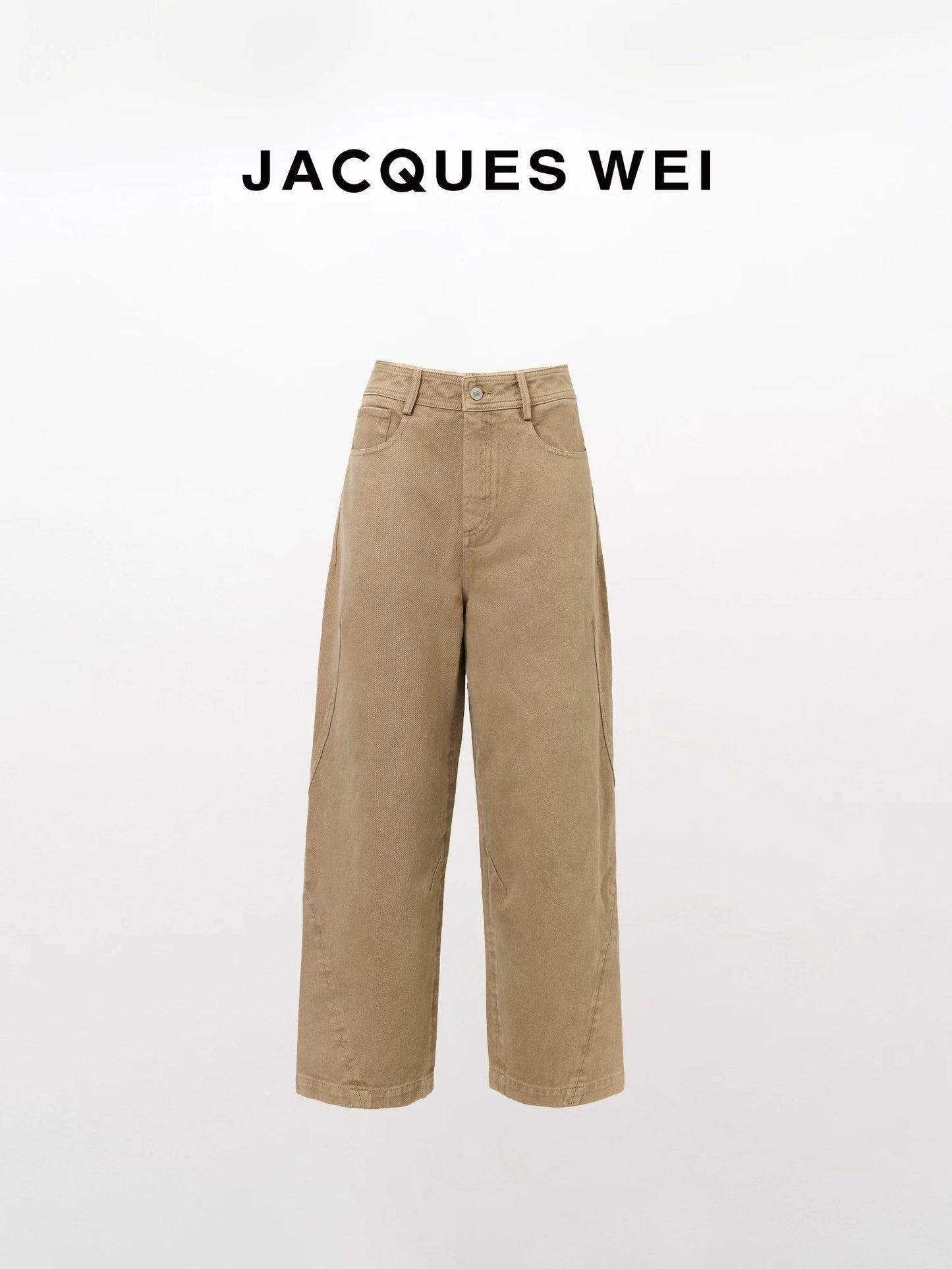 Khaki Casual Wide-Leg Trousers