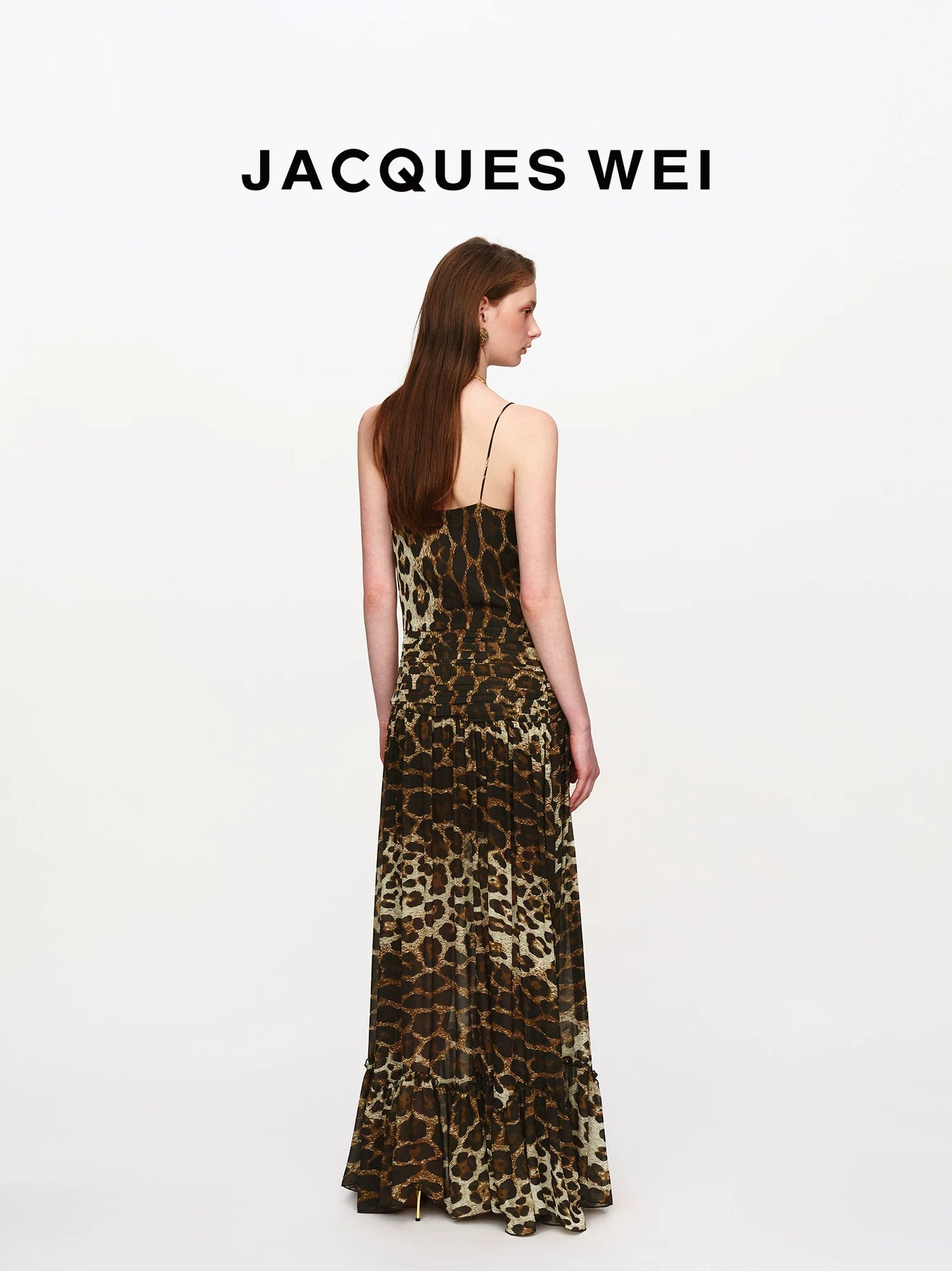 Leopard Print Ruched-Waist Sheer Suspender Dress