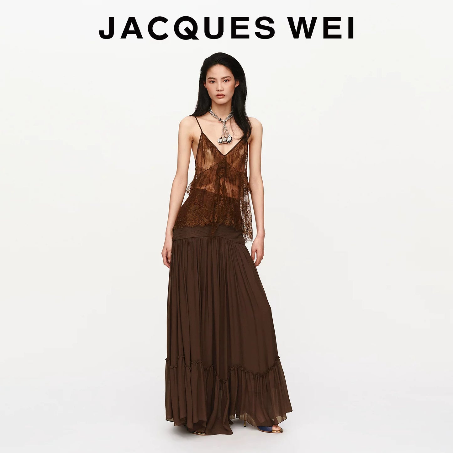 V-Neck Lace Trim Silk Camisole